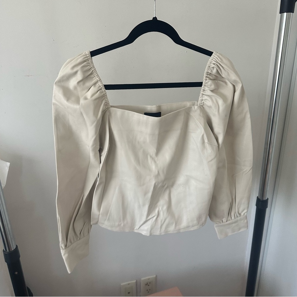 Lucy Paris Cream Blouse with Puff Sleeves